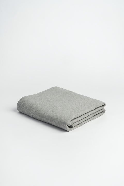 Organic and Fairtrade Warm + Cozy Flannel Flat Sheet in Natural#color_grey-melange