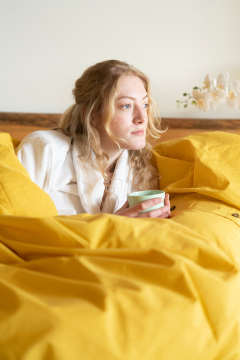 Organic and Fairtrade Cool + Crisp Cotton Bed Sheet Set in Desert#color_desert