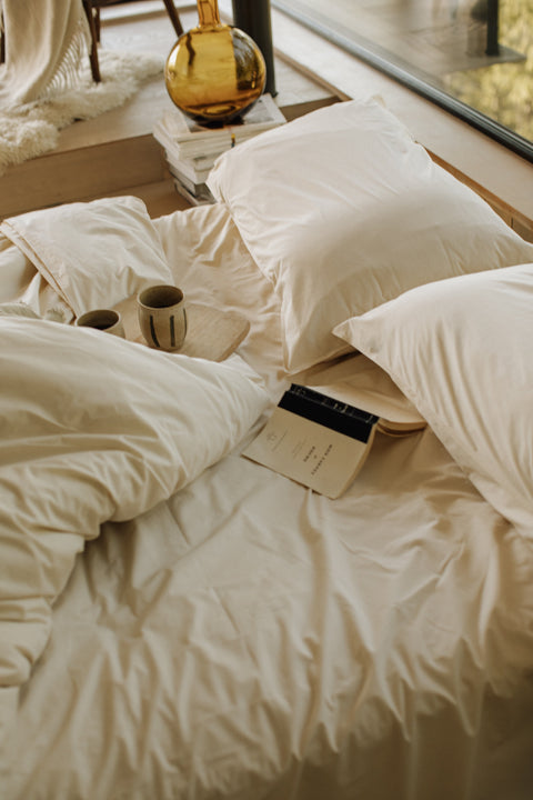 Organic and Fairtrade Cool + Crisp Cotton Bed Sheet Set in Natural#color_natural