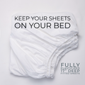 fully elasticized white organic cotton fitted sheet that will stay on your bed