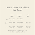 Organic Wool Duvet size guide