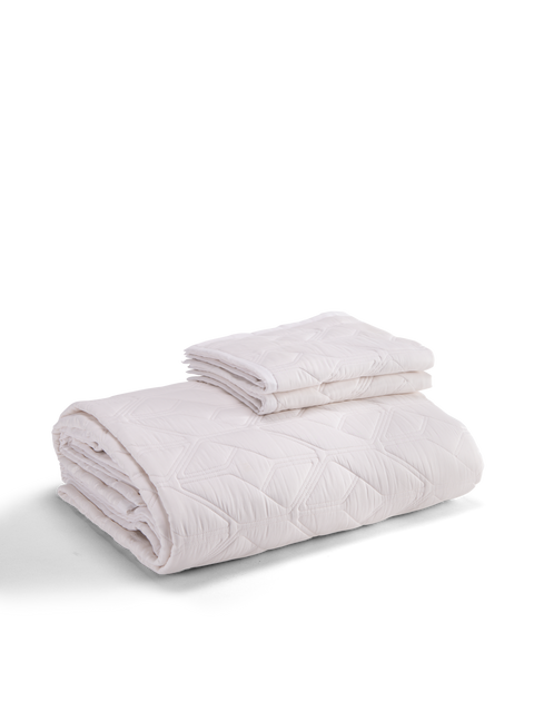 Icon Quilted Organic Cotton Comforter Set in White#color_white