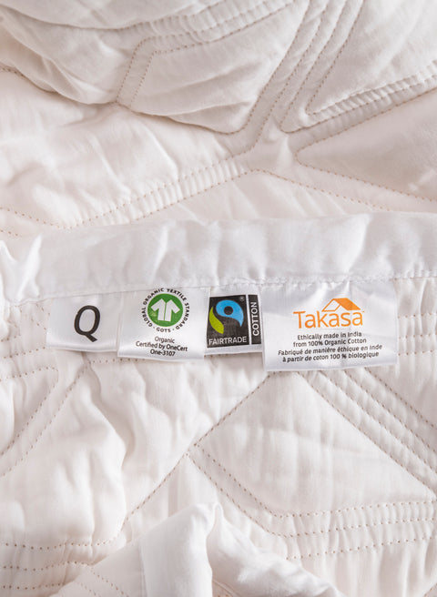 Icon Quilted Organic Cotton Comforter Set in White#color_white