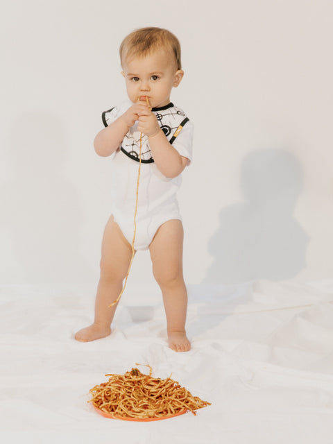 Organic Muslin Cotton Baby Bibs 3 pack Mid-Century White and Black#color_black-and-white-mixed