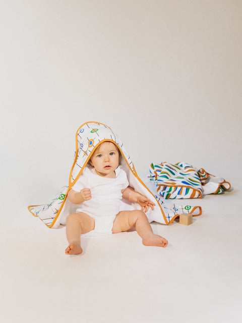 Organic Baby Hooded Towel Set | Mid-Century Dots Colours#color_colour-dots