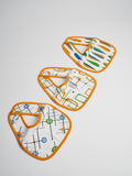 Organic Muslin Cotton Baby Bibs 3 pack Mid-Century Colours#color_colour-mixed