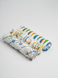 Organic Muslin Cotton Baby Swaddles 3 pack Mid-Century Colours#color_colour-mixed