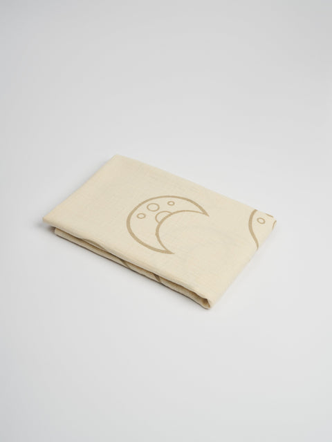 Organic and Fairtrade Cotton Crib Sheet and Muslin Wrap Set in Natural with Moons#color_natural-moons