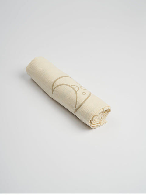 Organic and Fairtrade Cotton Crib Sheet and Muslin Wrap Set in Natural with Moons#color_natural-moons