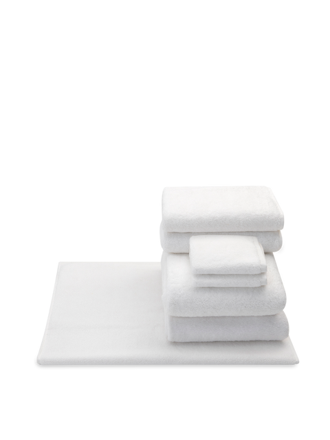 Fairtrade Cotton Bath Towel Set with Mat in White#color_white