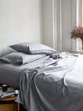 Organic and Fairtrade Warm + Cozy Flannel Bed Sheet Set in Grey Melange#color_grey-melange