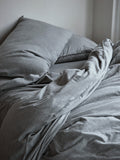 Organic and Fairtrade Warm + Cozy Flannel Bed Sheet Set in Grey Melange#color_grey-melange