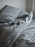 Organic and Fairtrade Warm + Cozy Flannel Duvet Cover in Grey Melange#color_grey-melange