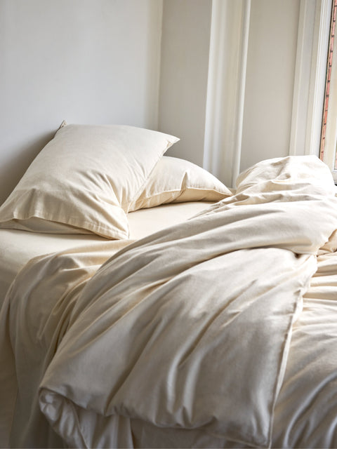 Organic and Fairtrade Warm + Cozy Flannel Duvet Cover in Natural#color_natural-flannel